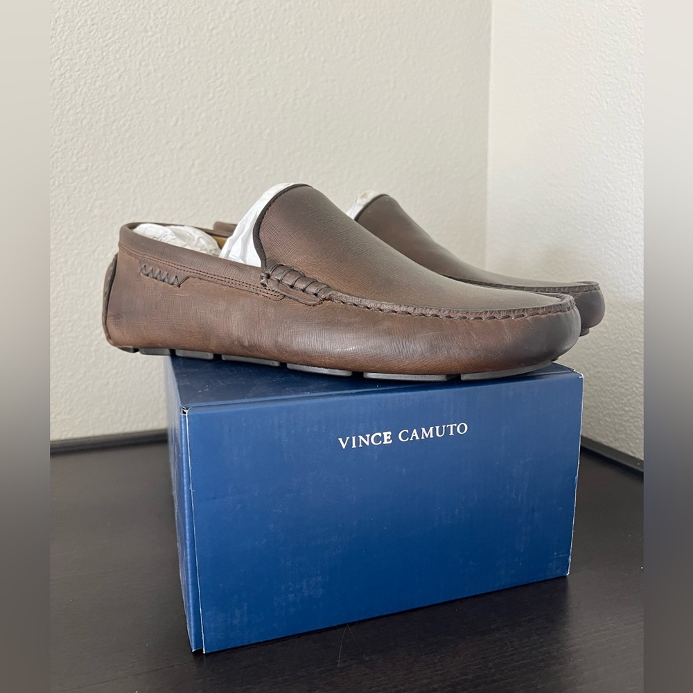 Vince Camino Men’s Leather Driver Slip-On Shoes Mocha Size 9.5